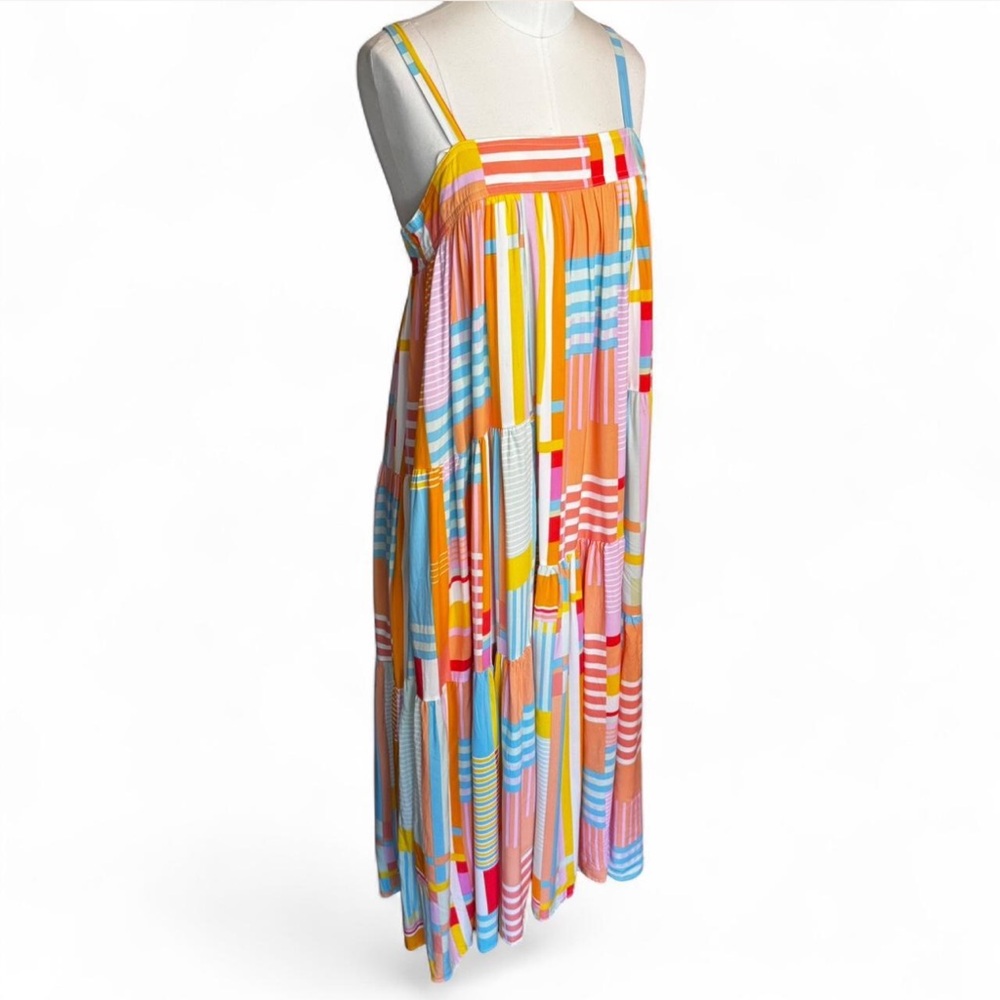 Abel The Label Anthropologie brand Striped Summer Dress brightly colored flowy
